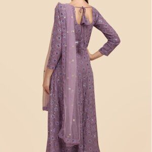 Long sleeve anarkali elegant embellished gown maxi dress 2 piece